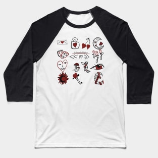 Red and black doodles #1 Baseball T-Shirt